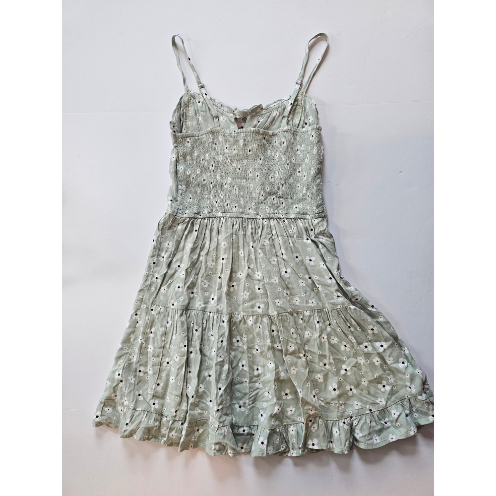 Hollister Floral Mini Dress Womens M Green Smocked Cottagecore‎ Summer - Picture 3 of 7